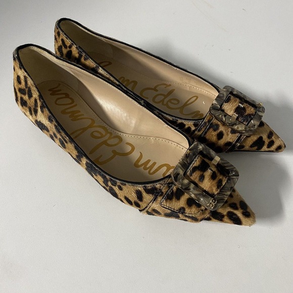 Sam Edelman Sonja Ballet Flat Brown Leopard Animal Calf Hair Leather Buc… - Picture 2 of 8